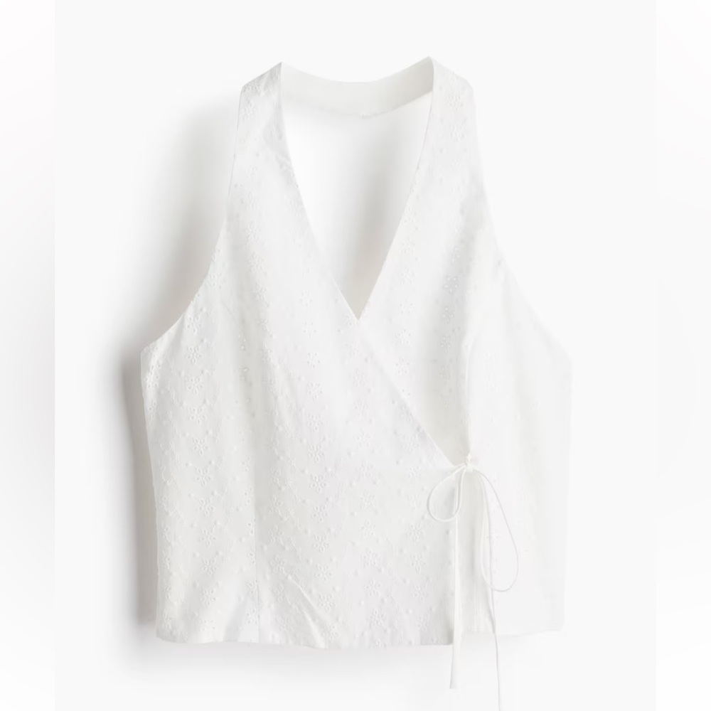 H&M White Eyelet Wrap Camisole
